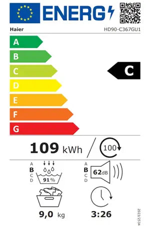 Sèche-linge pompe à chaleur Haier HD90-C367GU1-FR