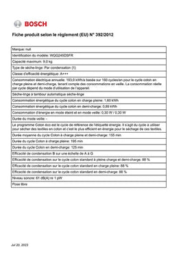 Sèche-linge pompe à chaleur Bosch WQG245DSFR