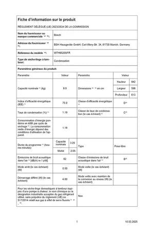 Sèche-linge pompe à chaleur Bosch WTH8520SFR