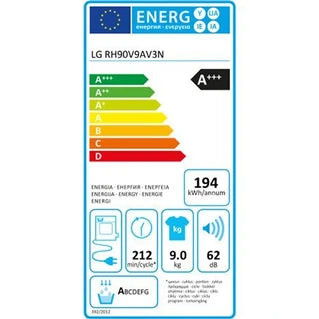 Sèche-linge pompe à chaleur Lg Sécheuse RH90V9AV3N