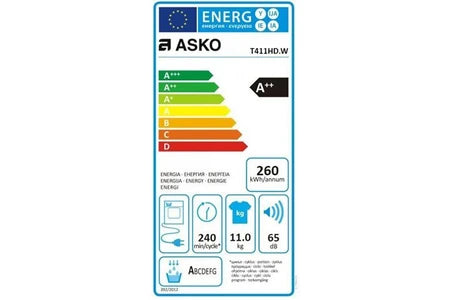 Sèche-linge pompe à chaleur Asko T411HD.W Blanc